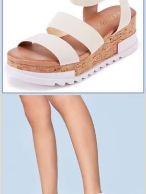 Laicigo Women’s White Cork Platform Sandal 8.5